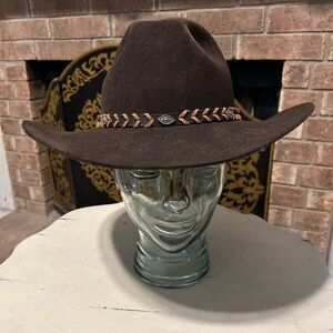RODEO KING 3X Cowboy Hat Long Oval 7 1/8 Chocolate Brown Band Wool Cavender’s